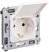 Розетка с заземлением без рамки DKC Avanti 1-м. крышка шторки белое облако картинка